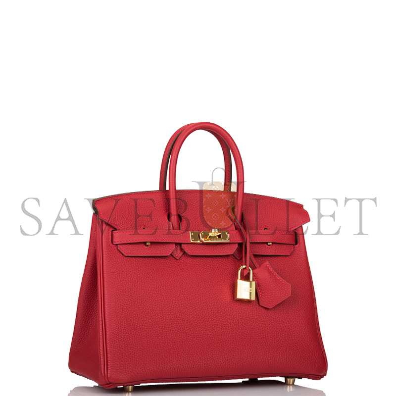 H**mes birkin 25 togo rouge casaque gold hardware (25*20*13cm)